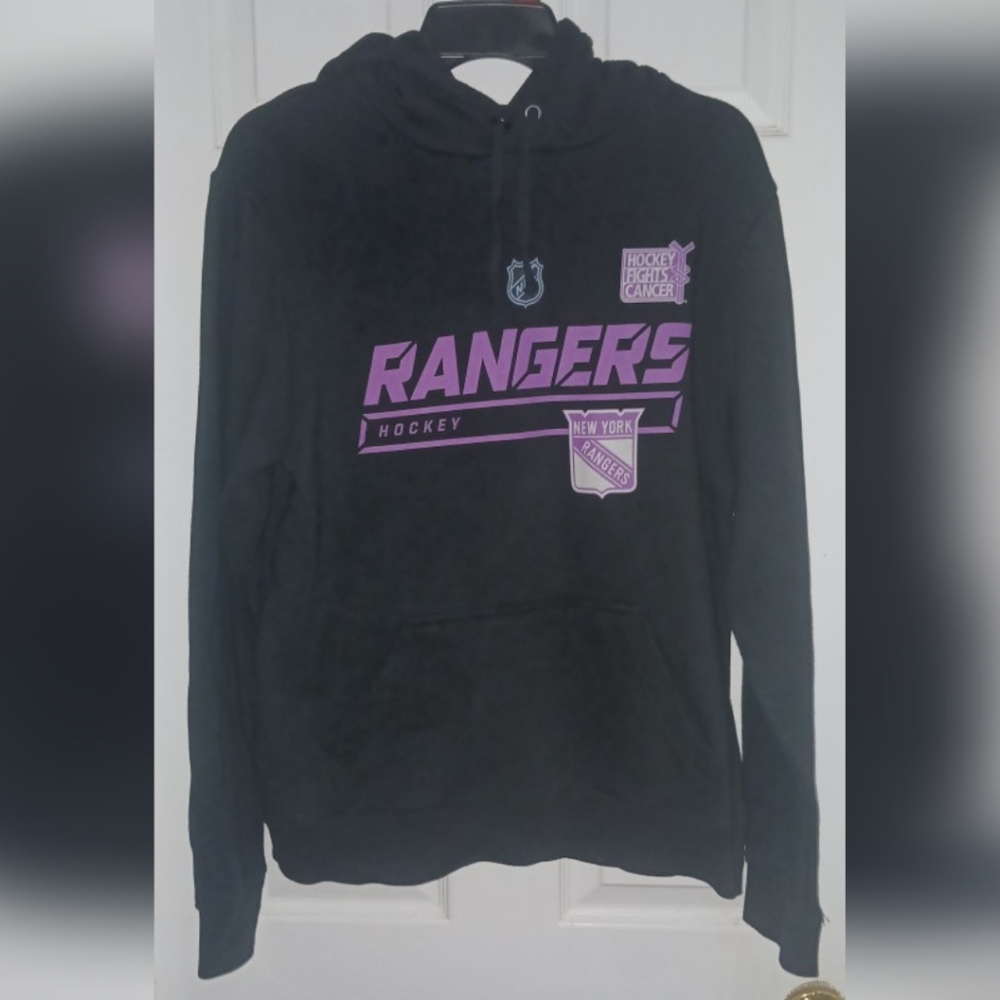 New York Rangers Fanatics 2020 Hockey Fights Cancer Prime Pullover Hoodie M